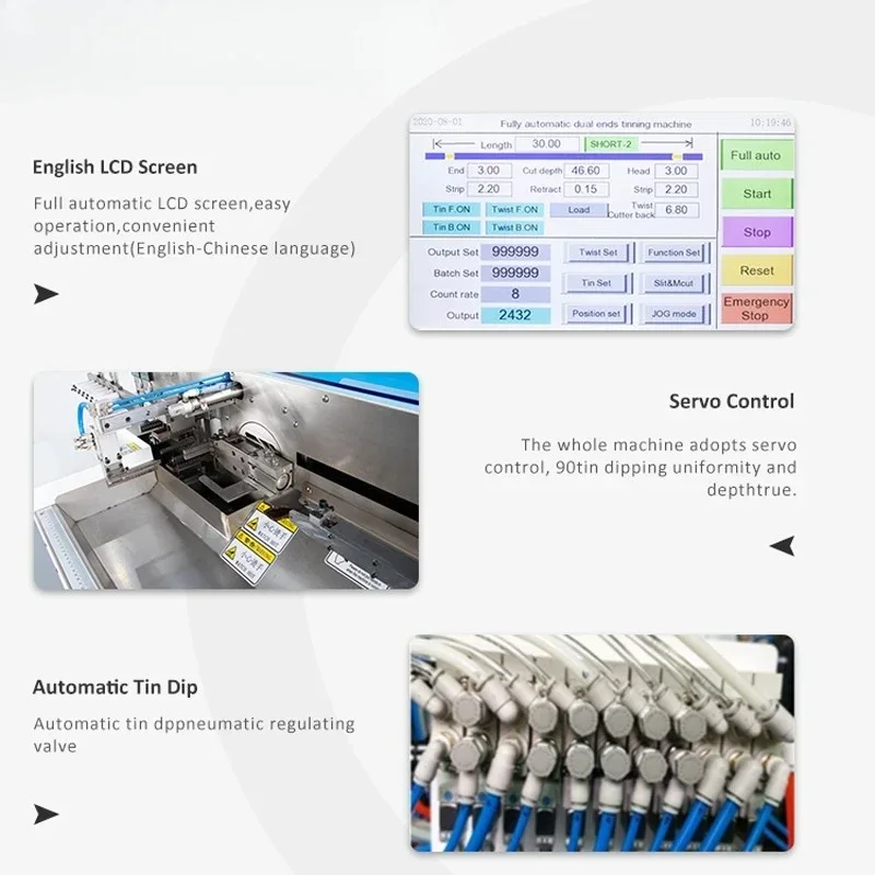 Fully Automatic Multi-wire Double-head Tin Dipping Machine For Stripping Cutting Twisting Immersing Tin Machine
