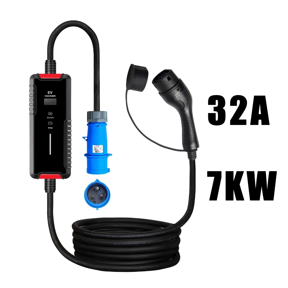 

Portable EV Charging Gun European Standard IEC62196 Type 2 Plug 16A 3.5KW / 32A 7KW Car Charger with LCD Screen Dispaly