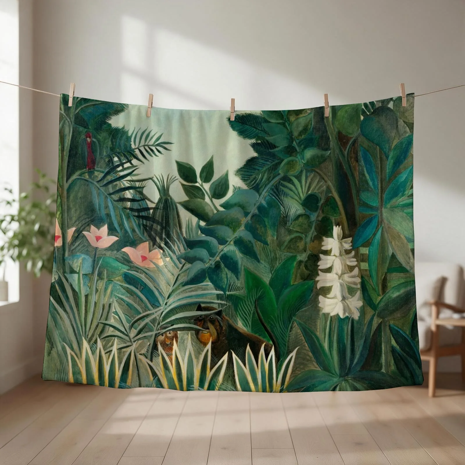 The Equatorial Jungle - Henri Rousseau Throw Blanket Flannel Decorative Sofa Summer Bed Fashionable Blankets