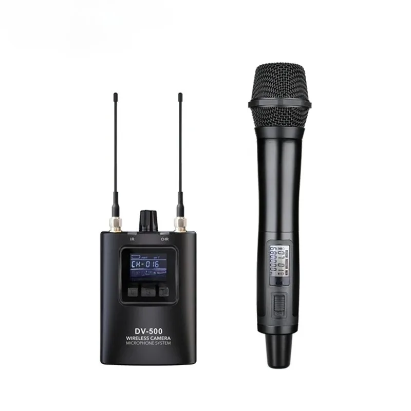 UHF Wireless Microphone System with Handheld Dynamic Microphone Receiver for Camera Vlog Recording Interview