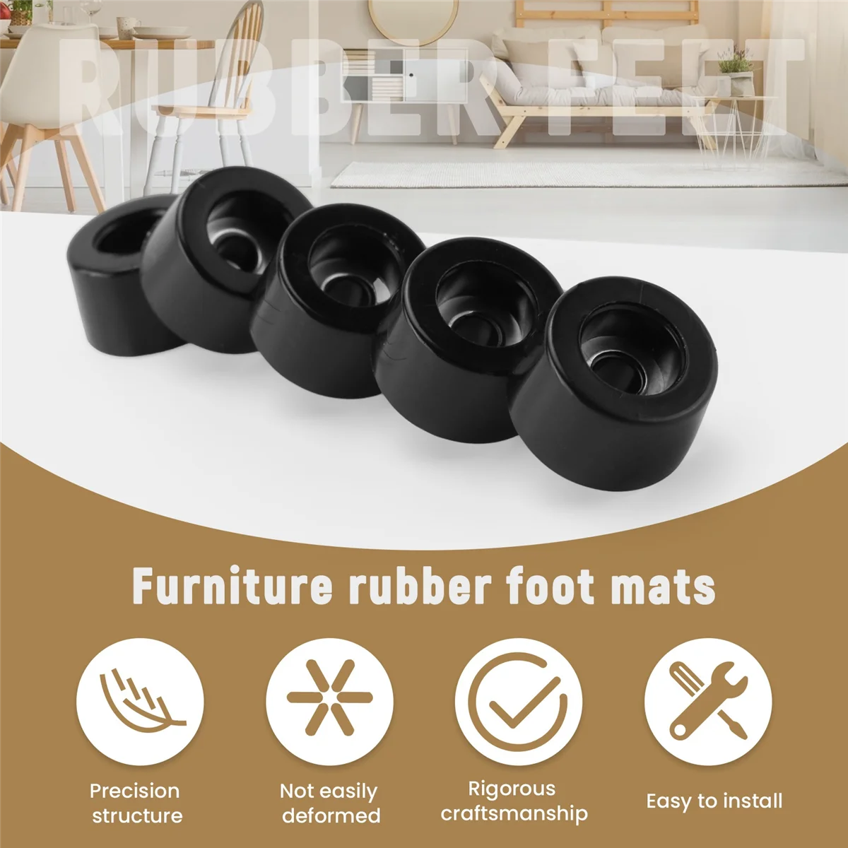 Home Furniture Black Rubber feet 13 mm x 7 mm 30 PCS