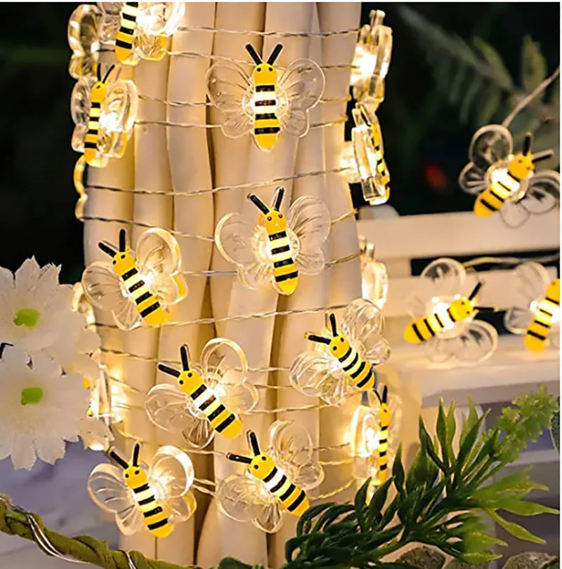 

10/20leds Bee Lights Battery Operated Bee String Lights For Bedroom Plants Patios Party Wedding Xmas Decorative String Lights