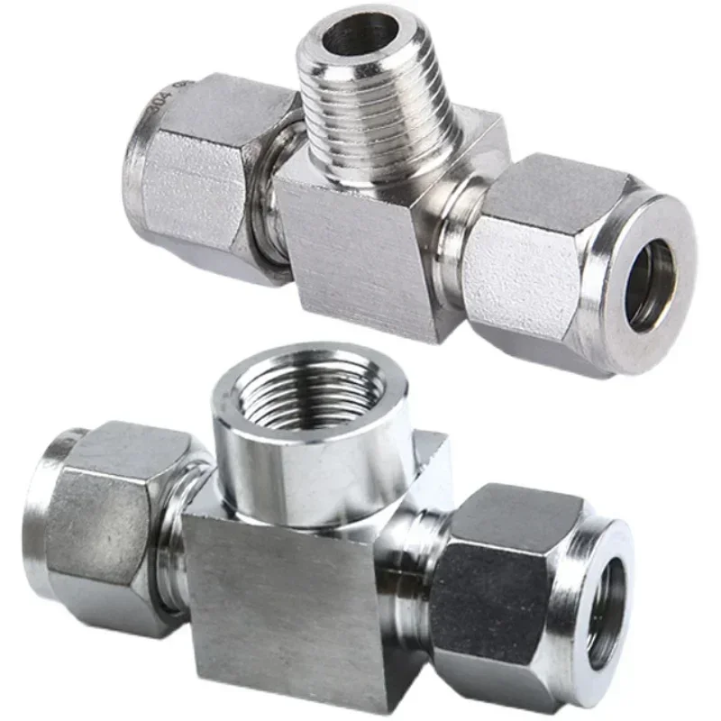 1/8" 1/4" 3/8" 1/2" BSP M10 M14 M20 żeński męski x 6 8 10 12 mm Trójnik kompresyjny 3-drożny Złączka rurowa ze stali nierdzewnej 304