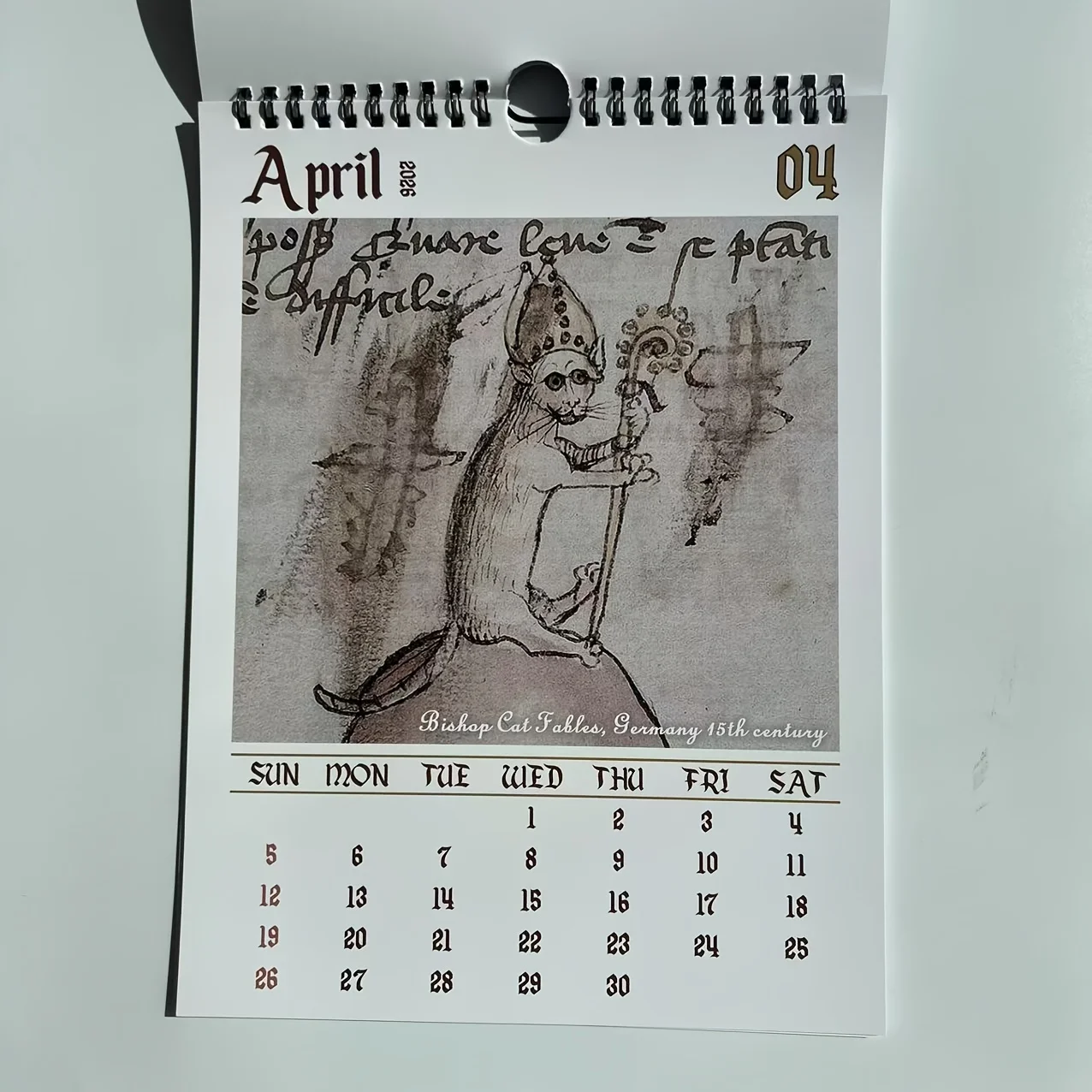 1 قطعة 2026 تقويم القطط في العصور الوسطى القبيح-تقويم حائط معلق على الطراز القوطي العتيق-ديكور مكتب المنزل-هدية عيد ميلاد لمحبي القطط #5