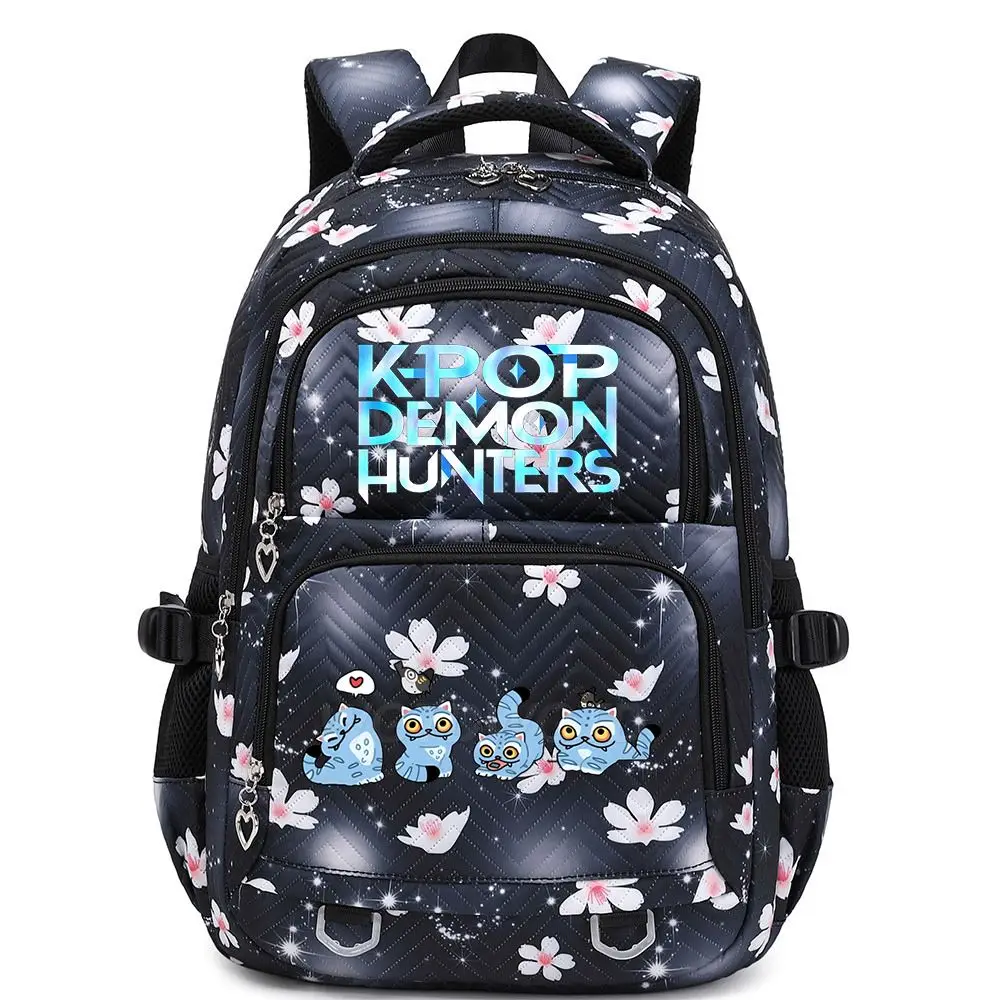 

KPop Demon Hunters Backpack Cat Derpy Print Cartoon School Bag High Quality Large Capacity Boys Girls Student Leisure Backpacks
