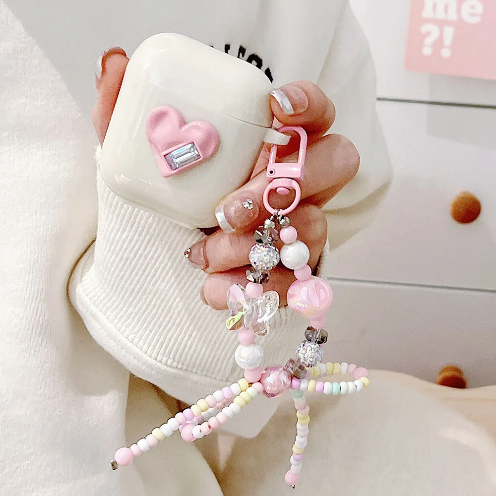 Роскошный 3D бриллиантовый розовый мягкий силиконовый чехол для наушников Apple Airpods 1 3 Pro 2, аксессуары для наушников, чехол с бантом-бабочкой, брелок с подвеской