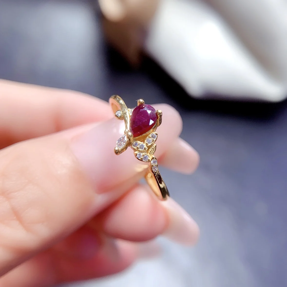 

Natural Ruby Ring, 925 Silver Certified, 4x6mm Red Gem, Beautiful Girl Gift, Free Shipping