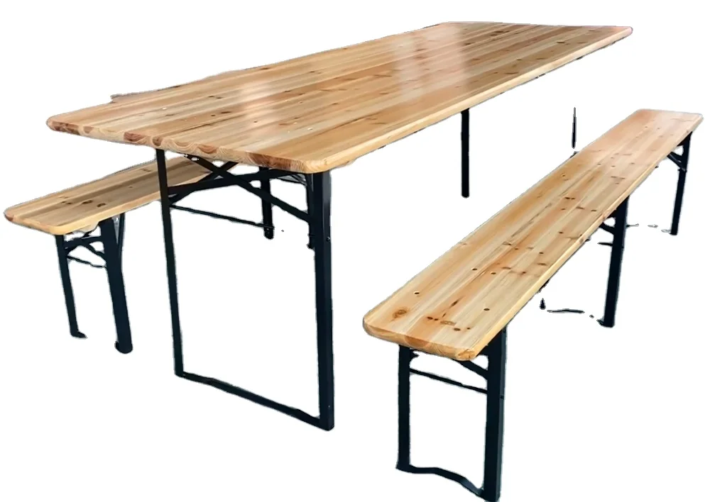 YTYIN Mobília ao ar livre dobrável de madeira para acampamento, piquenique, mesa e banco de cerveja CNLF