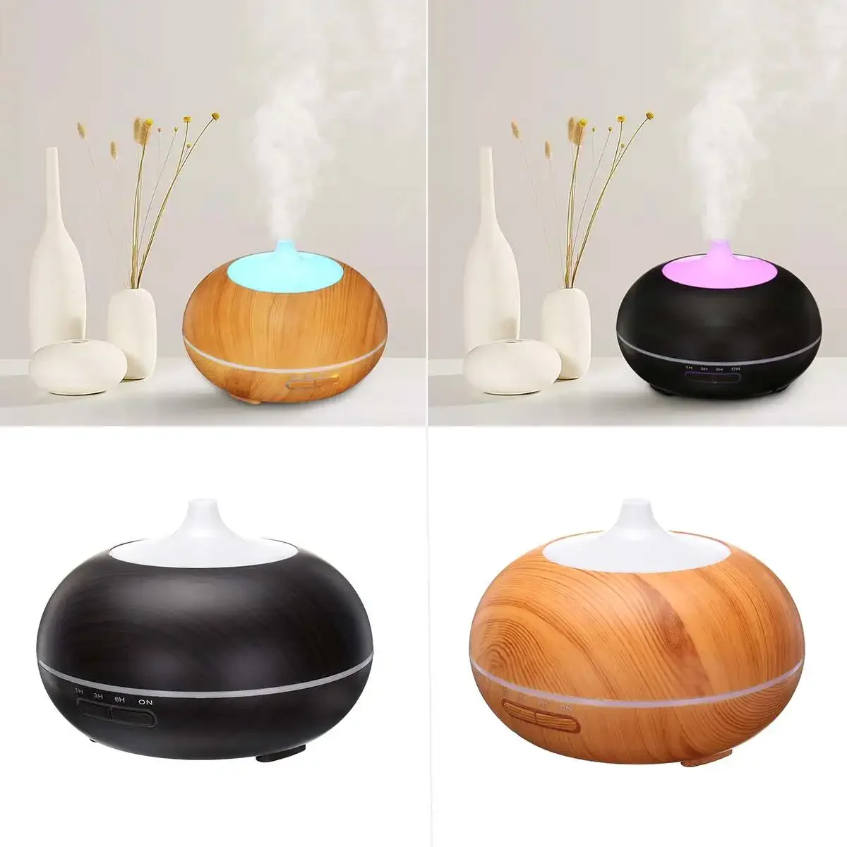 

300ML Electric Humidifier Essential Aroma Oil Diffuser Ultrasonic Wood Grain Air Humidifier Mini Mist Maker LED Light