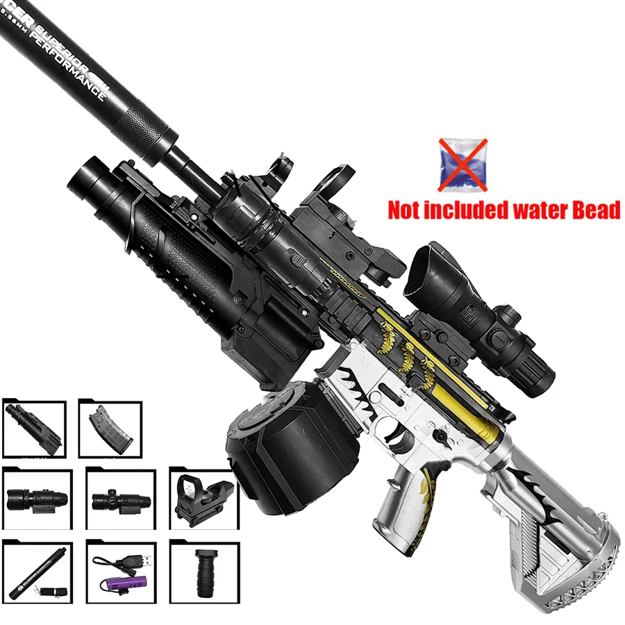 La nuova pistola giocattolo elettrica M416 senza sfera di gel può essere manuale e può essere elettrica con completamente equipaggiata con torcia a infrarossi Gioco giocattolo per ragazzi