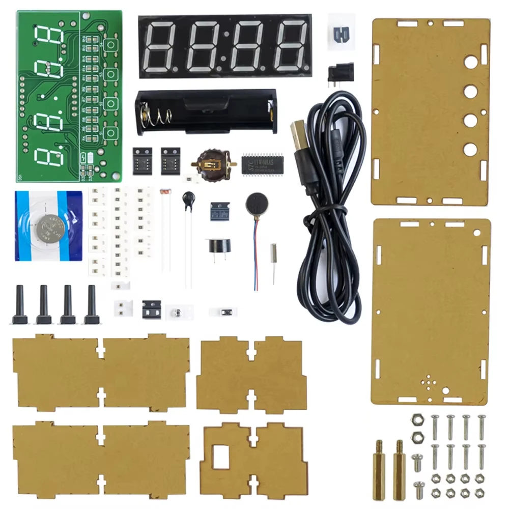 DIY Electronic Clock Multi-function Digital Clock with Power Supply Cable Electronic Soldering Kit