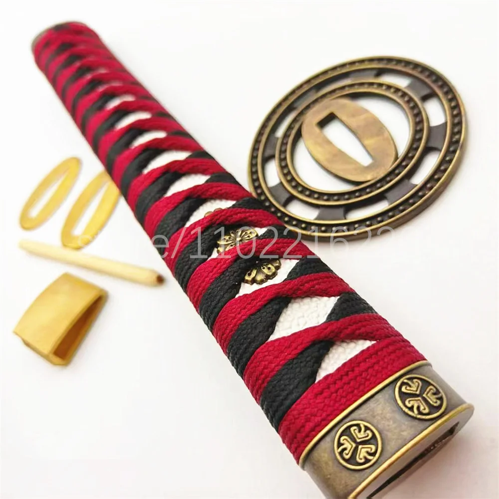 Very Cool Japan Sword Parts 26cm Tsuka Handle Alloy Tsuba Handguard Guard Brass Habaki Seppa For Japanese Samurai Katana Fitting
