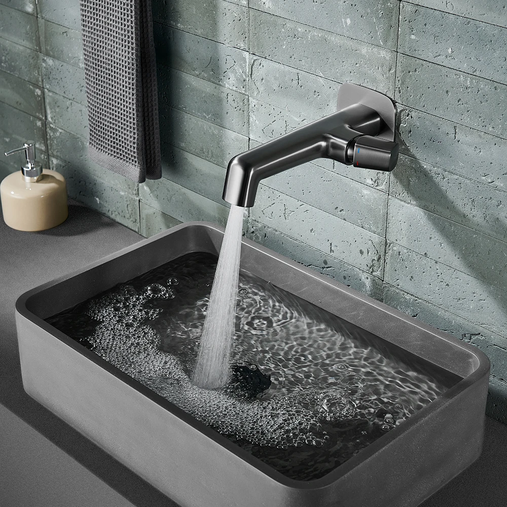 

SKOWLL Настенный смеситель для раковины со встроенной коробкой, корпус смесительного клапана для горячей и холодной воды, двухрежимное переключение, одна ручка