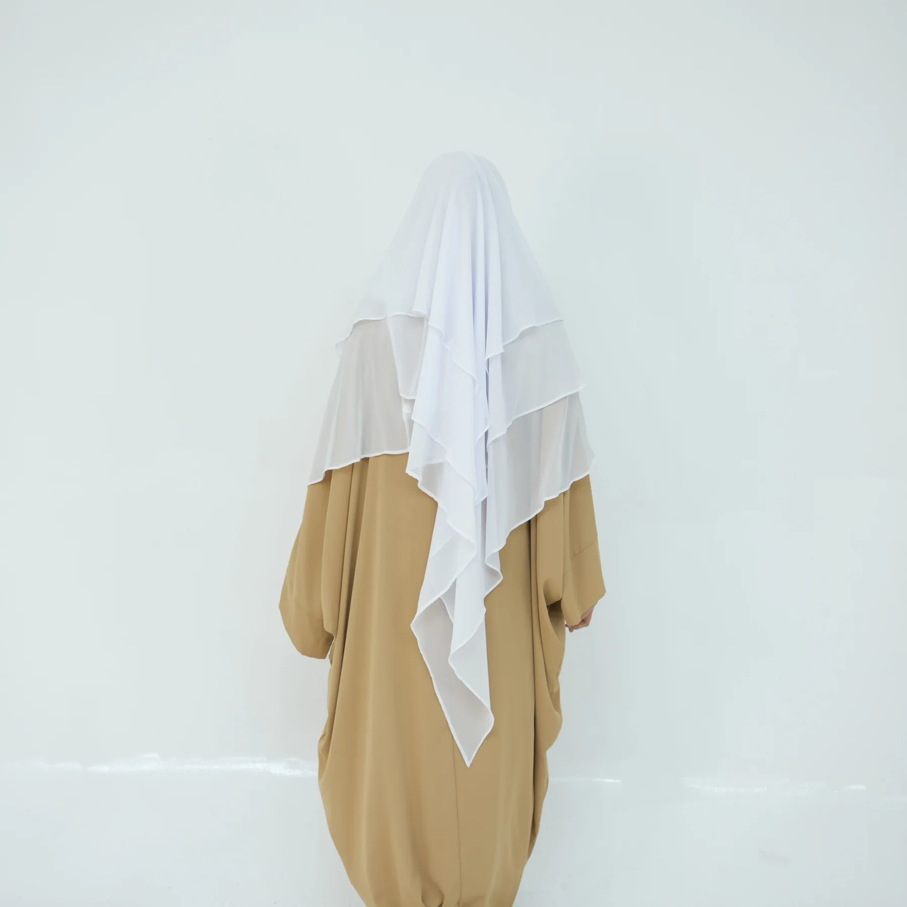 Eid gasa Hijab largo Khimar 2 capas prenda de oración musulmán largo Headdcarf mujeres una pieza Jubha Hijabs Musulman Dejellab 2025