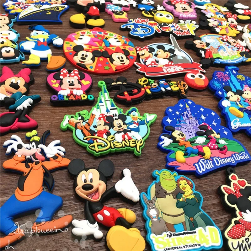 

Disney Mickey Minnie Cartoon Soft Glue Refrigerator 3D Magnetic Paster Handmade DIY Sticker 3d Simulation Stickers Mickey Figure