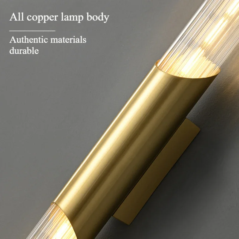 SANDYHA Modern Simple Full Copper Wall Lamps for Living Room Decoration LED Lights Bedroom Bedside Lamp Indoor Corridor Lighting image 5