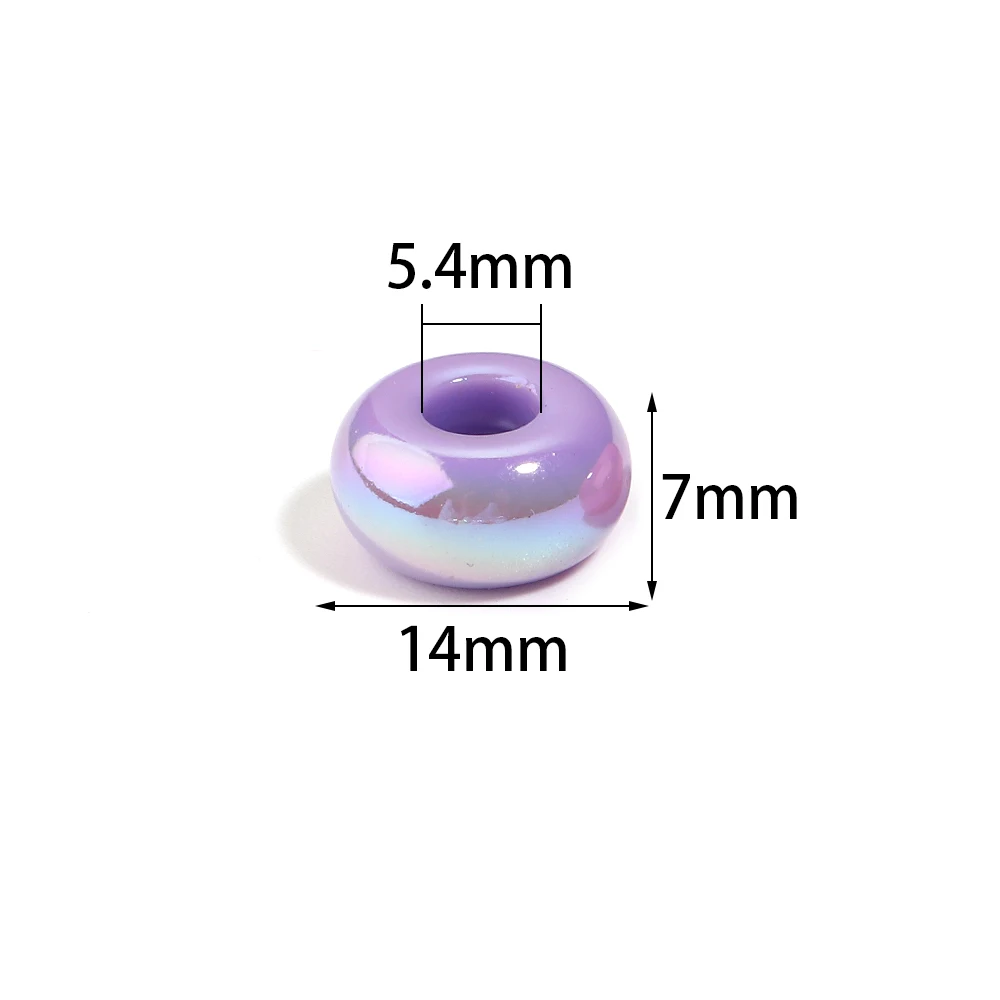 10pcs/lot 14mm UV Color Big Hole Acrylic Spacer Beads Wheel Shape Loose Beads For DIY Crafts Keychain Bracelet Jewelry Making view 6