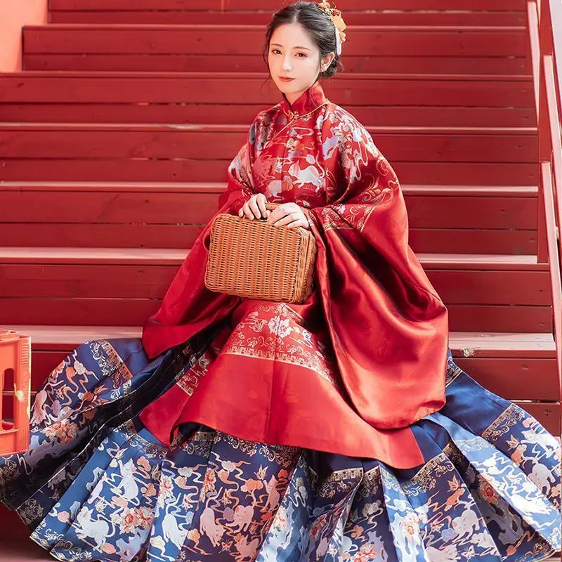 تنورة Hanfu Mamian سلالة يولي مينغ الوقوف طوق معطف طويل المرأة زي الزفاف مجموعة كاملة 2025 جديد #1