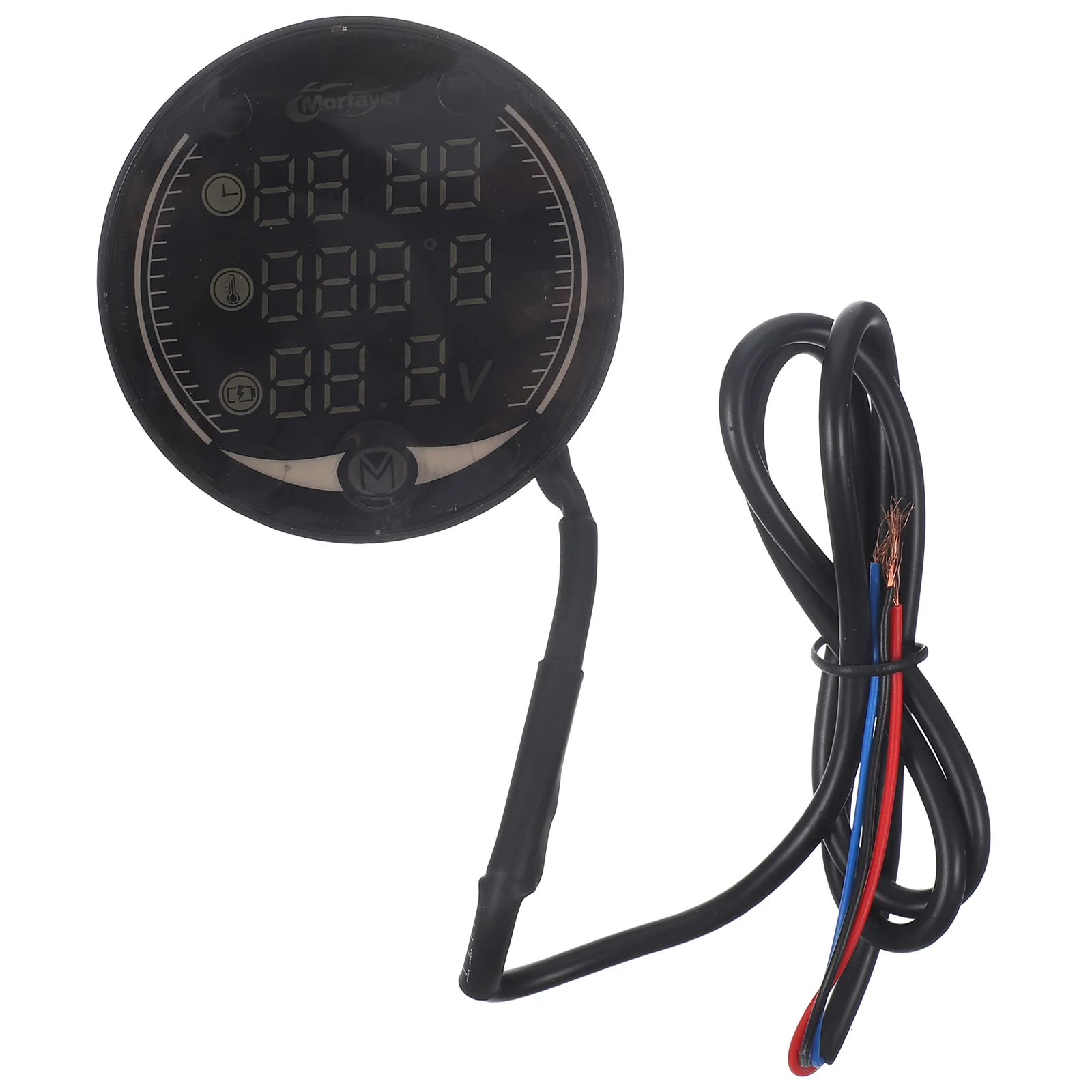 Three-in-One Motorcycle Meter Time Temperature Voltmeter Digital LCD Thermometer Temperate Abs Motorbike Accessory