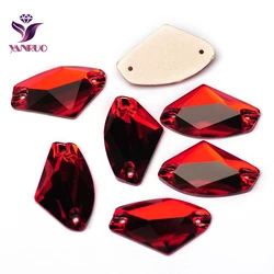 YANRUO 3256 Galactic Siam Red Glass Sewn Rhinestones Ornaments to Sew on Clothes Handicraft Accessories