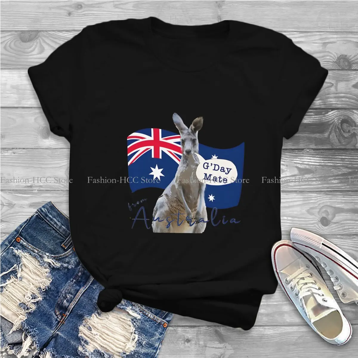 Mate Round Collar TShirt Australian Kangaroo Basic Polyester T Shirt Woman's Clothes Fashion