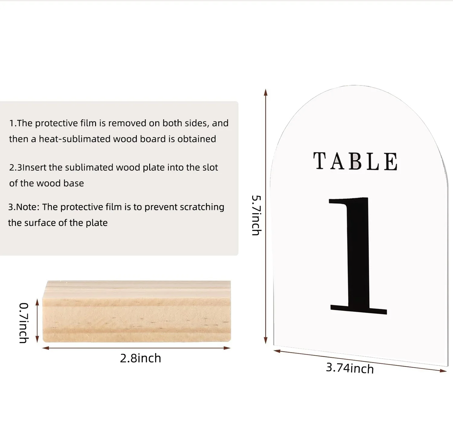 Diy Heat Transfer Wooden Arched Semicircular Seat Card Blank Heat Sublimation Table Card Party Decoration Wedding Table Card