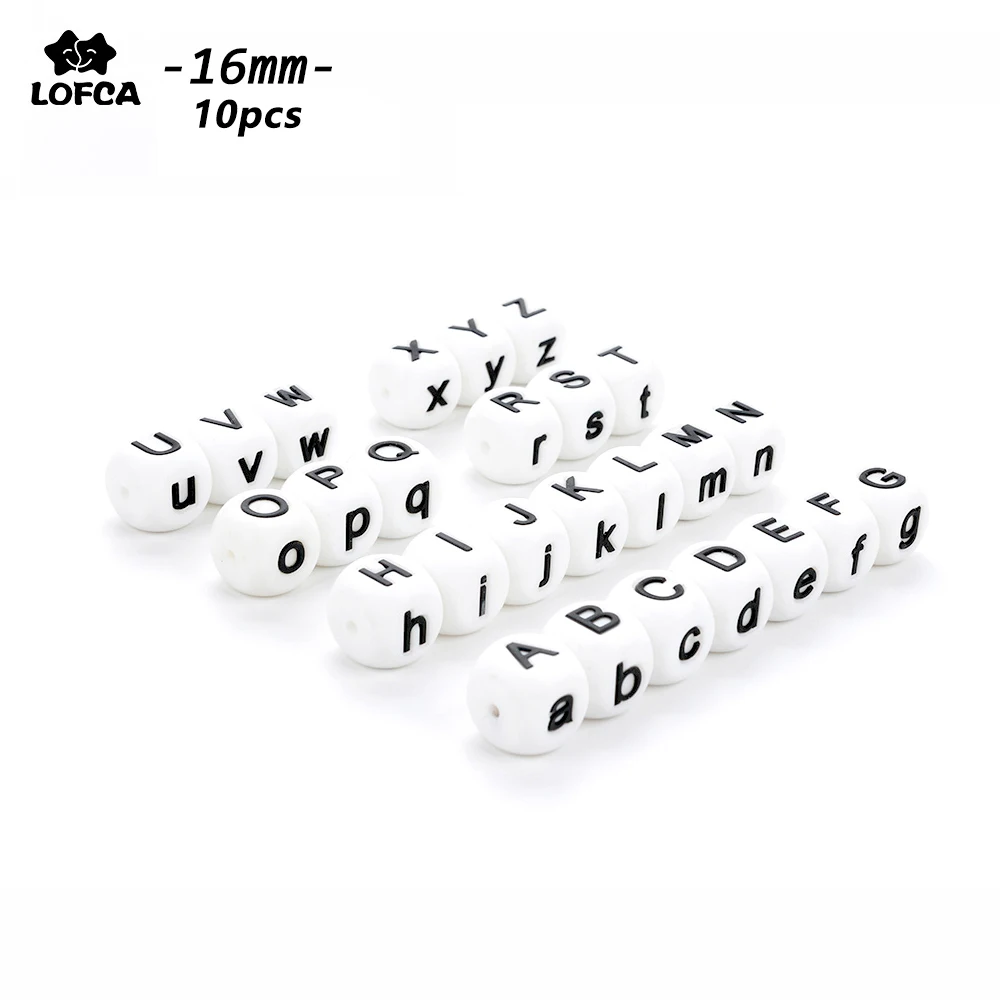 LOFCA Silicone Alphabet Beads 10pcs 16mm Silicone letter beads BPA free For Jewelry DIY jewelry making accessories