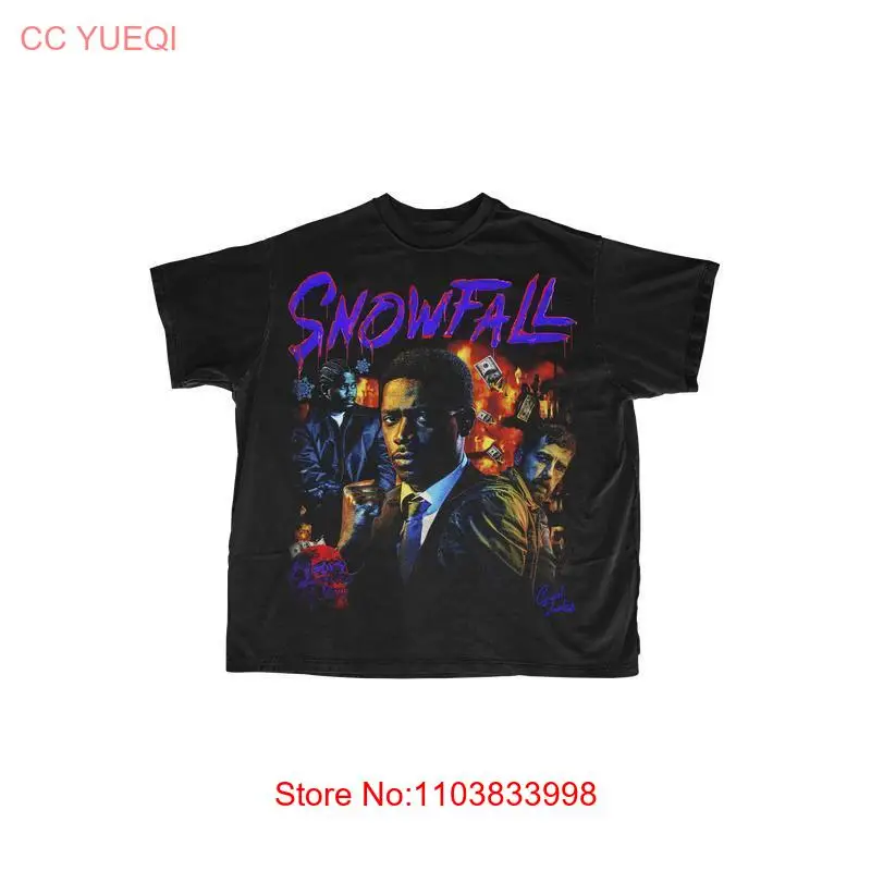 Snowfall Vintage Tee Print Short Sleeve T-Shirt Cotton Menswear Top Unisex Colla