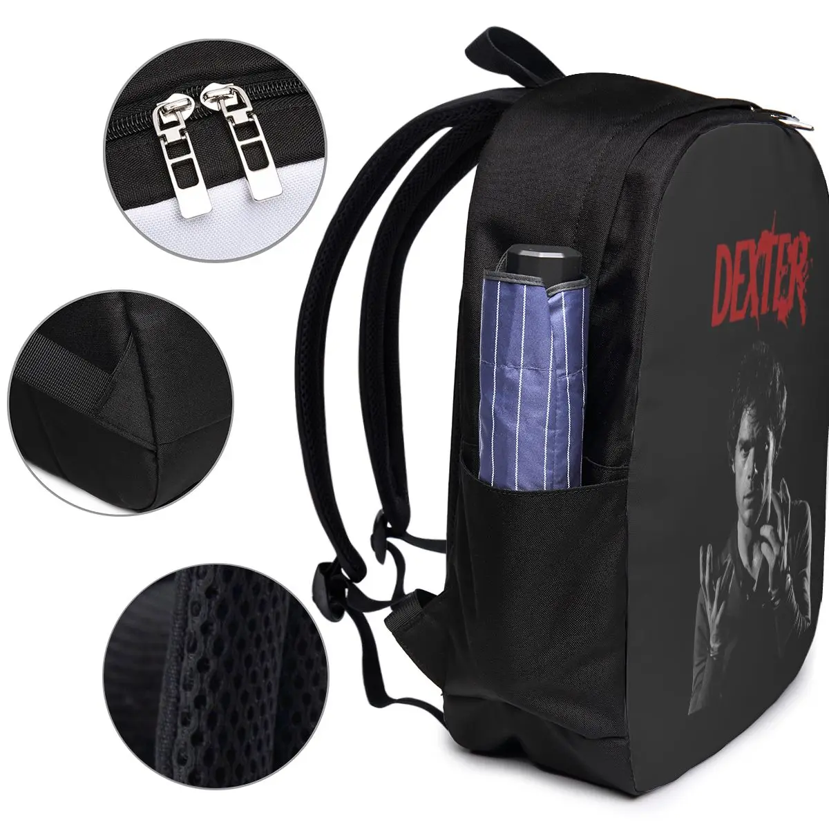 Movie Dexter Morgan Backpack Travel Notebook Bag Computer College Student School Bag Laptop Shoulder Bags for Men Women view 4