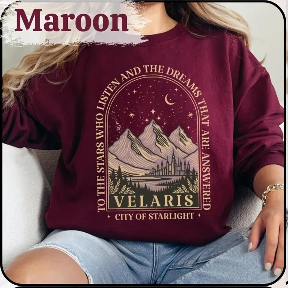 سترة Velaris Acotar للنساء City of Starlight سترة عتيقة للمحكمة الليلية برقبة دائرية ملابس الشارع #3