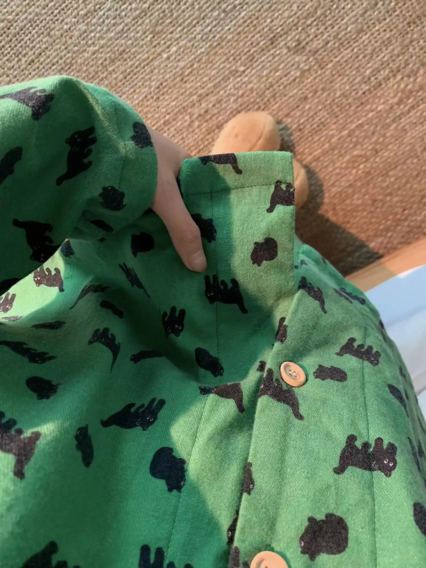 Loose Fit Green Black  Print Sleepwear Set Women's Long Sleeve Long Pants Home Clothes Comfortable Soft Material Autumn Wi...