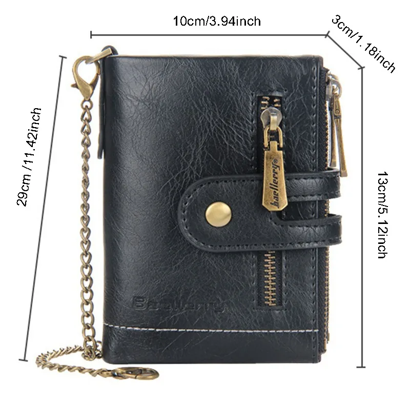 휴대용 지갑 PU 가죽 남성 지갑 멀티 카드 홀더 정품 가죽 지갑 대용량 빈티지 지갑 남성 체인