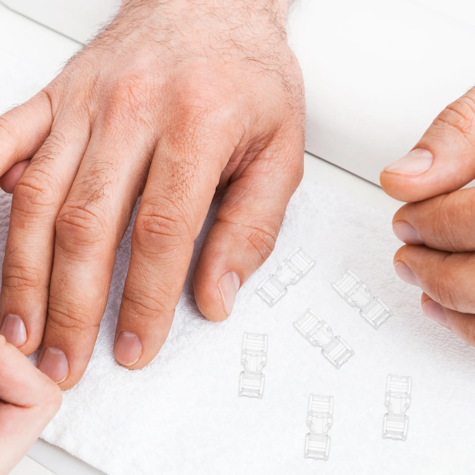 Boucles d'extension d'ongles invisibles, 30 pièces, fixation détachable en plastique sans trace pour presse réutilisable sur les ongles