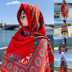 Women Shawl Travel Ethnic Style Cotton Linen Sun Protection Beach Cape Desert Sun Protection Cape Sun Protection Scarf Silk