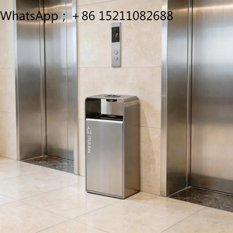 LLY hotel shopping mall stainless steel trash can vertical with ashtray indoor public places elevator entrance soot trash can