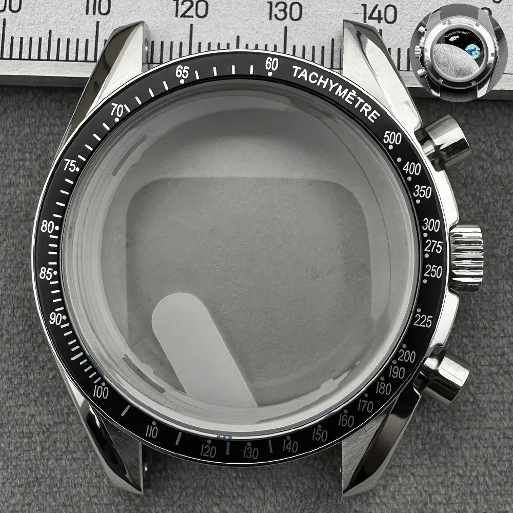 VK63 Movement 40MM Metal Case Men's Watch Accessories 20MM Strap Custom Dial Pointer Parts Moon / Footprints Case Back Cover