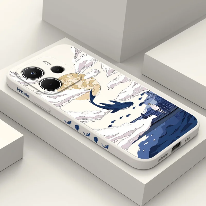 

Night Sky Whale Phone Case For Xiaomi Redmi Note 14 13 12 12S 11 11S 10 10S 15 15C 14C Pro Plus 4G 5G Liquid Silicone Cover