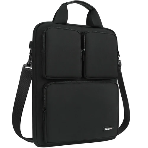 Bolso para portátil de estilo vertical con tres bolsillos de 14 pulgadas, bolso mensajero con funda, bolso para computadora de un solo hombro, maletín para portátil