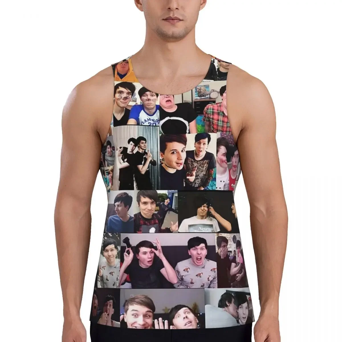 Dan And Phil! Gym Tank Bodybuilding Vest Fitness Sleeveless Tops Quick Dry Men Workout Sports Clothing