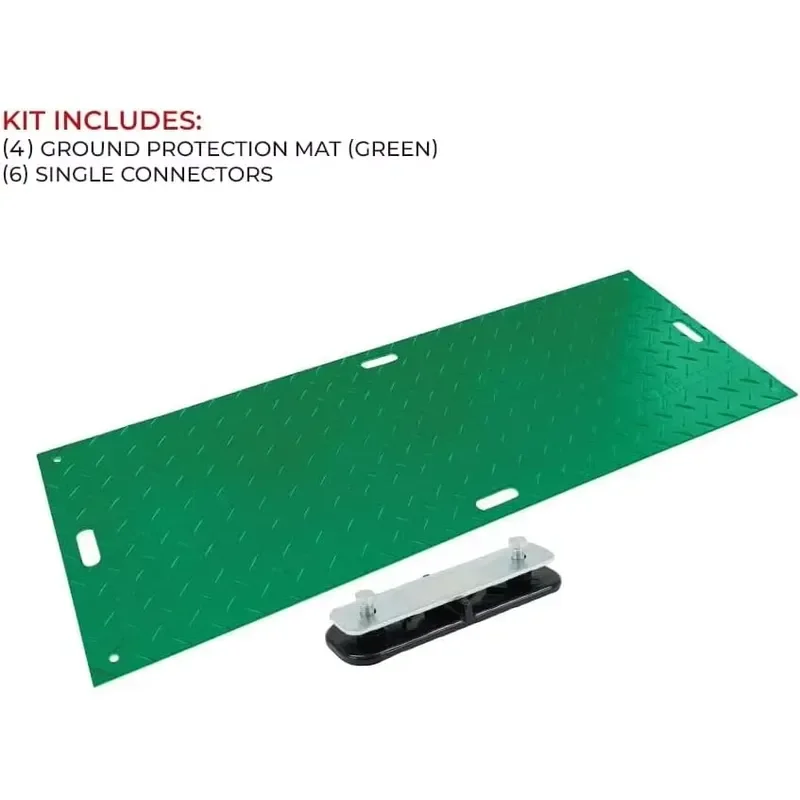 Green Ground Protection Mats Double-Sided Diamond Plated Tread Design Moisture Resistant with Connectors 4