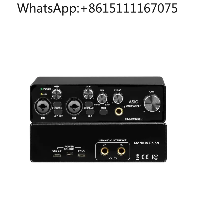 MR22 Professional Audio Interface Sound Card, Recording Live Streaming Equipment for Mic Dubbing & Vocal Recording