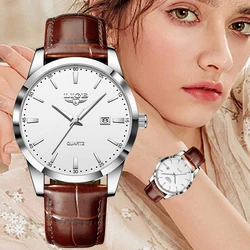 LIGE 2024 New Top Luxury Elegant Women's Watch Waterproof Luminous Date Women Watches Belt Quartz Watch for Women Girls Reloj