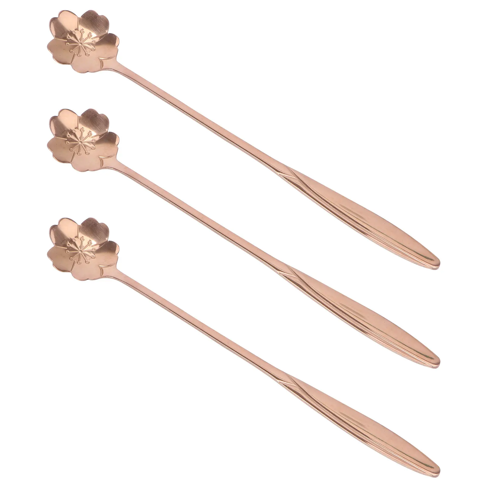 

3 Pcs Spoon Petal Sugar Spoons Mixing Iced Tea Cappuccino Coffee Golden