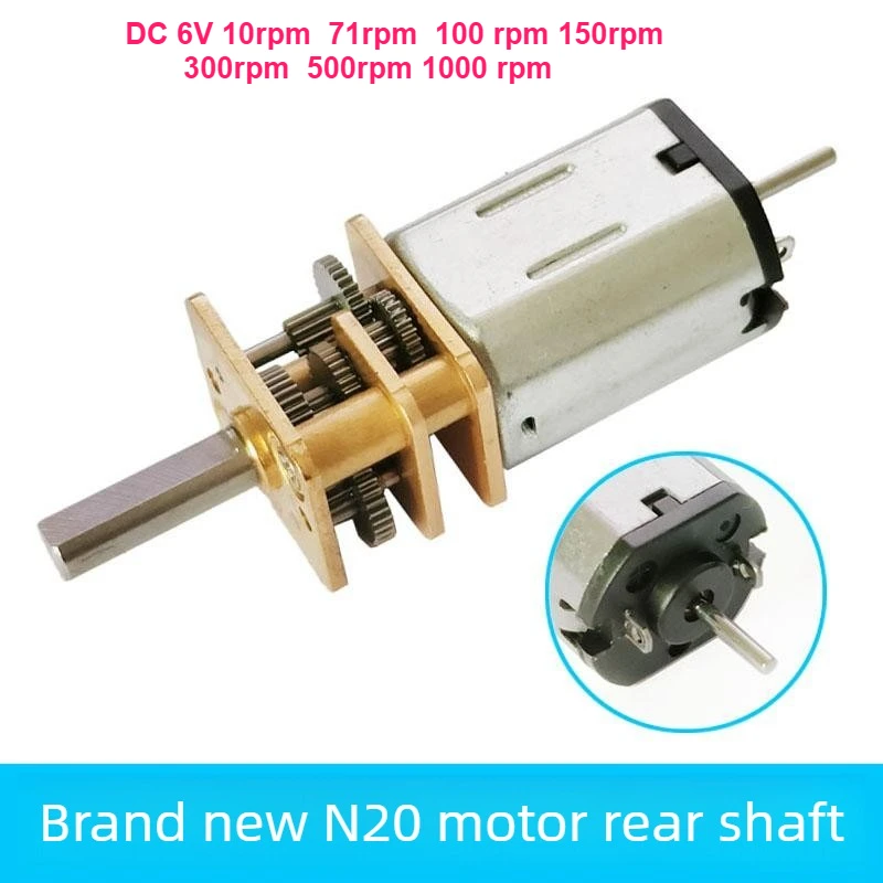 GA12-N20 Geared Motor 6V 10 71 100 150 300 500 1000 rpm  Rear Outlet Shaft, Micro DC Geared Motor Low Speed Motor