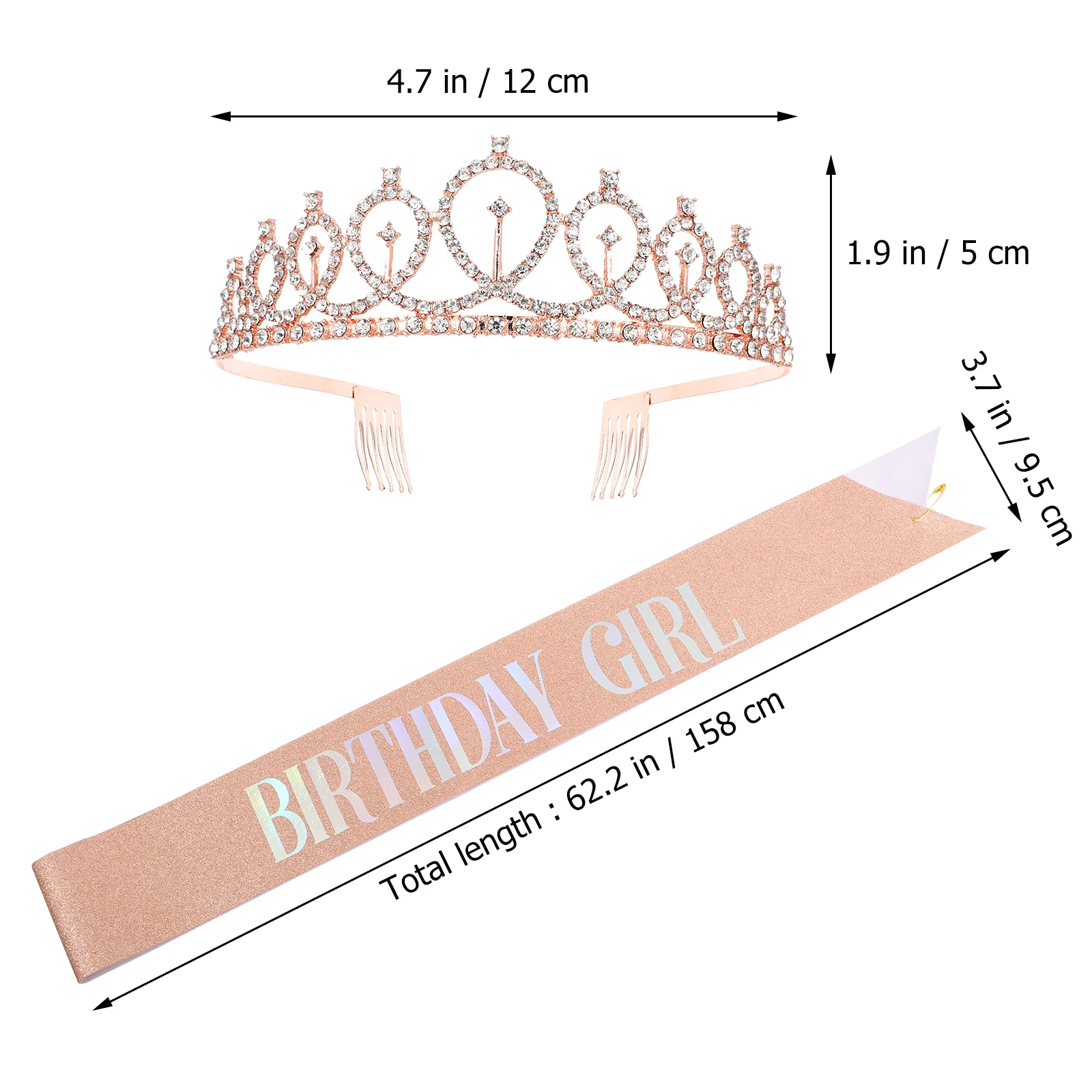 

Crown Shoulder Strap Decor Sash Elastic Fabric Birthday Party Girl Non Fading Premium Material Hair Accessories