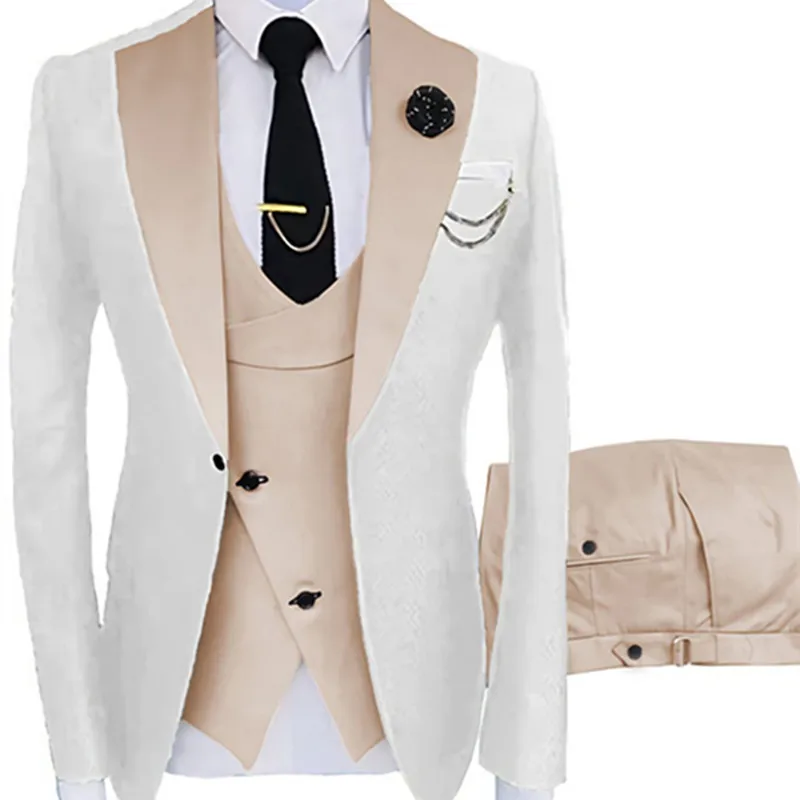 

Customized Men's Suit Notch Lapel Groom Tuxedos Jacket Blazers Halloween Costume Elegant For Luxury Man Suit's For Wedding 51110