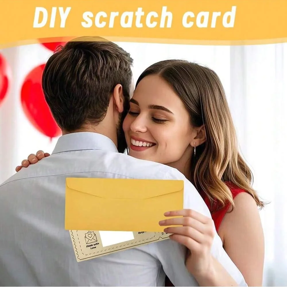 3pcs/set Golden Ticket Scratch Card Scratch-off Travel Ticket Set with Envelopes Surprise Reveal Ticket Gift for Valentine's Day view 6