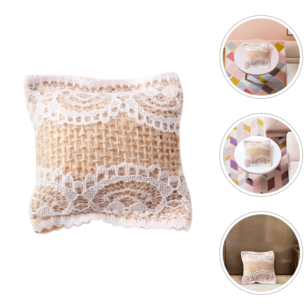 

3 Pcs Simulation House Pillow Cushions for Mini Sofa Models Playhouse Linen Dollhouse Tiny