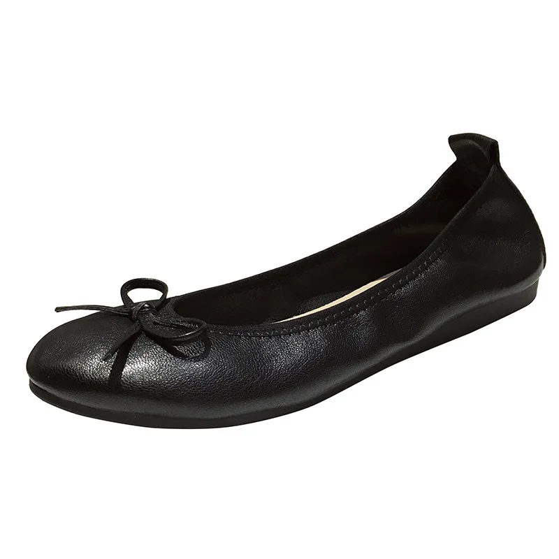 Mocasines suaves con punta redonda para mujer, calzado femenino de talla grande, zapatillas informales, mocasines de boca poco profunda, novedad de verano de talla grande