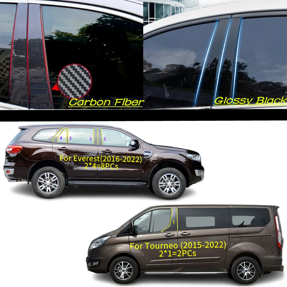 Car PC Material Pillar Post Cover Door Trim Window Molding Sticker Plate For Ford Everest Tourneo Custom/Taurus 2015-2022